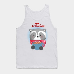 Cute Raccoon Holding Cup of Hot Chocolate Tank Top